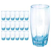 Kit 18 Copos Vidro 370ml Florence Luxo Azul