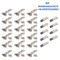 KIT 18 Dobradiças Clip Reta 75S1550CB + Calço + 9 Blumotion