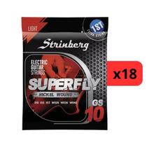 Kit 18 Encordoamento Strinberg Para Guitarra GS10 - 6 Cordas