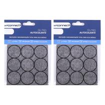 Kit 18 Feltros Redondos 30mm Deslizantes Autodesivos Cinza Para Proteção Chão Móveis Parede Cadeira Sofá Mesas Cama Cortados À Laser