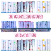 Kit 18 Paninho De Boca Bebe Babete 30x30cm Fralda Pano Bebê 100% Algodão Papi