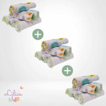 Kit 18 Paninhos de Boca Babete - Estampados 100% Algodão 30x30 cm