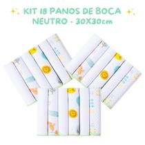 Kit 18 Panos De Boca Premium Neutro 100% Algodão 30X30Cm