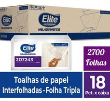 Kit 18 Papel Toalha Folha Tripla Interfolhado Elite Kit 18 Papel Toalha Folha Tripla Interfolhado Elite