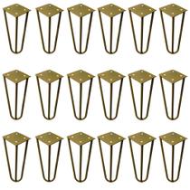 Kit 18 Pés de Metal 15 CM Hairpin Legs Mesas de Centro Puffs Dourado G41