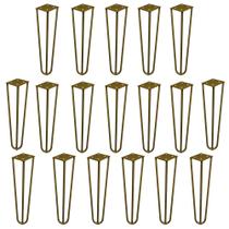 Kit 18 Pés de Metal 25 CM Hairpin Legs Rack e Puffs Dourado G41