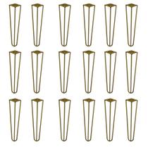 Kit 18 Pés de Metal 30 CM Hairpin Legs Mesa de Canto Rack e Puffs Dourado G41