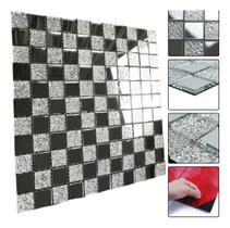 Kit 18 Placas Papel Parede Pastilhas Adesiva Espelhada 30x30 Kit 18 Placas Papel Parede Pastilhas Adesiva Espelhada 30x30