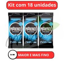 Kit 18 Preservativo Camisinha Extra Grande Ultra Sensível Prudence embalagem com 6