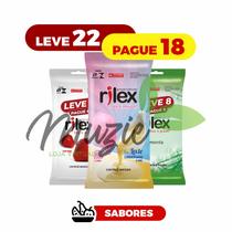 Kit 18 Preservativo Camisinha Rilex 6 Sabor Leite Condensado / Algodão doce + 8 Hortelã + 8 Morango