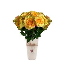 Kit 18 Rosas Artificiais aparencia Realista: plantas permanentes decorativas preço de atacado Cor:Amarelo