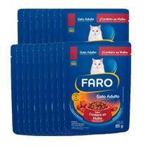 Kit 18 Sachê De Ração Úmida Para Gato Adulto Sabor Cordeiro Ao Molho 85g Faro