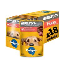 Kit 18 Sachês Pedigree Cães 7 Sênior Carne ao Molho 100g