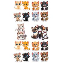 Kit 18 Tatuagem Temporaria Tema Gatos Mod 01