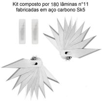 kit 180 Lâminas N.11 Para Estilete De Precisão Bisturi