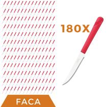 Kit 180 Peças Facas Aço Inox Plástico Vermelho Luna Almoço