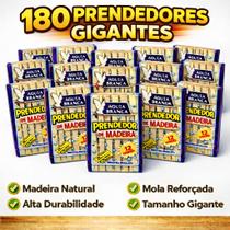 Kit 180 Prendedores de Madeira Gigante Águia Branca Alta Resistência