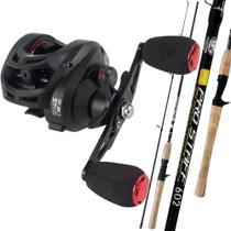 Kit 18kg Carretilha Pesca Anti Cabeleira Vara Carbono 1,80mt