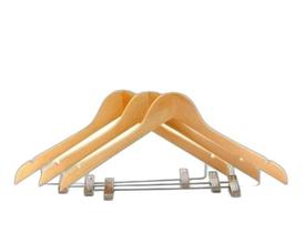 Kit 18X Cabides De Madeira Com Presilha Verniz Marfim Roupa