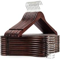 Kit 18X Cabides Madeira Marrom Gancho De Roupas Com Cavas