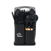 Kit 19 Pçs Utensílios Cozinha Silicone Madeira Concha Tábua