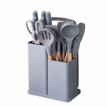 Kit 19 Peças Cinza Utensílios Cozinha