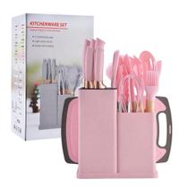 Kit 19 Peças Jogo de Utensílios de Cozinha em Silicone Completo Resistente ao Calor Cinza