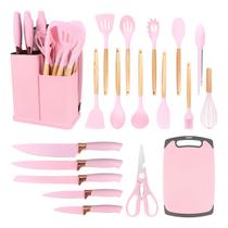 Kit 19 Peças Utensílios Cozinha Tábua Em Silicone Espátula