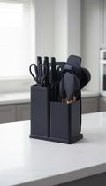 Kit 19 Utensílios de Cozinha Silicone com Suporte Preto