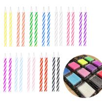 Kit 192 Velas De Aniversario Coloridas Espiral Mini Bento Cake