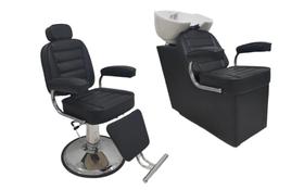 Kit 1Cadeira Valentina Hidráulica 1 Lavatório Cuba Porcelana Preto Acetinado Kit 1Cadeira Valentina Hidráulica 1 Lavatório Cuba Porcelana Preto Acetinado