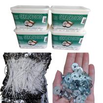 Kit 1kg Cera de Coco + 20un Pavio 100% Algodão B2040 Grosso 21cm + 20un Ilhós Kit 1kg Cera de Coco + 20un Pavio 100% Algodão B2040 Grosso 21cm + 20un Ilhós