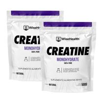 Kit 1kg Creatina Monohidratada 100% Pura Importada Wisehealth