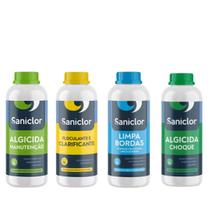 Kit 1L Saniclor Algicida Manutenção Clarificante Limpa Borda