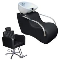 Kit 1Lavatório Confort Plus cuba fibra 1 Poltrona fixa Tokio Preto