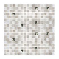 Kit 1m² Pastilha de Mármore e Vidro 1,5cm 0,6CMX30CMX30CM Diamond Branco Glass Mosaic