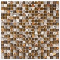 Kit 1m² Pastilha de Vidro e Marmore 31cm x 31cm Marrom Glass Mosaic Kit 1m² Pastilha de Vidro e Marmore 31cm x 31cm Marrom Glass Mosaic
