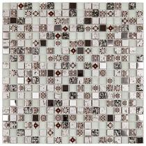 Kit 1m² Pastilha de Vidro e Metal 30cm x 30cm Colorido/Branco/Vermelho/Cinza Glass Mosaic Kit 1m² Pastilha de Vidro e Metal 30cm x 30cm Colorido/Branco/Vermelho/Cinza Glass Mosaic