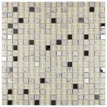 Kit 1m² Pastilha de Vidro e Metal de 31cm x 31cm Branco/Cinza Glass Mosaic Kit 1m² Pastilha de Vidro e Metal de 31cm x 31cm Branco/Cinza Glass Mosaic