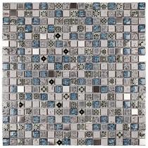 Kit 1m² Pastilha de Vidro e Metal de 31cm x 31cm Colorido/Cinza/Azul Glass Mosaic Kit 1m² Pastilha de Vidro e Metal de 31cm x 31cm Colorido/Cinza/Azul Glass Mosaic