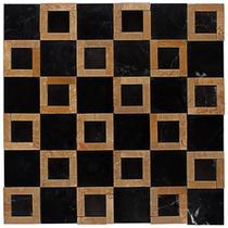 Kit 1m² Pastilha de Vidro Mesclada 30cm x 30cm Preto Glass Mosaic