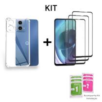 Kit 1UN Capa Capinha Anti Impacto + 3UN Película 3D Vidro Para Moto G04 G24 G34 G35 G54 G55