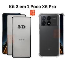 Kit 1UN Capa Capinha Transparente + 2UN Película 3D para Xiaomi Poco X6 Pro