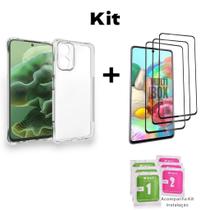 Kit 1UN Capa Transparente + 3UN Película 3D de Vidro Temperado Para Moto G04