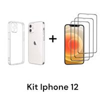 Kit 1UN Capinha Transparente Anti Impacto + 3UN Películas De Vidro 3D Para Iphone 12 Kit 1UN Capinha Transparente Anti Impacto + 3UN Películas De Vidro 3D Para Iphone 12