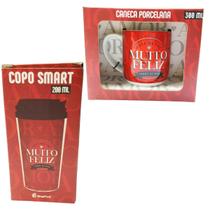 Kit 1Un Copo Térmico Plástico Vermelho Smart+ 1 Un Caneca