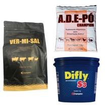 Kit 1un Difly s3 1kg + 1un Vermi sal 1,1kg + 1un A.D.E 1 kg - Champion