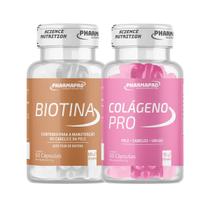 Kit 1x Biotina 60 Cáps 1x Colágeno Pro 60 Cáps Fortalece e Estímula Cabelos Unhas e Pele PharmaPro Kit 1x Biotina 60 Cáps 1x Colágeno Pro 60 Cáps Fortalece e Estímula Cabelos Unhas e Pele PharmaPro