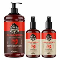 Kit 1X Shampoo Grande E 2X Grooming Barba Negra Don Alcides
