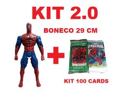 KIT 2.0 - 100 Cards + Boneco Grande Articulado - HOMEM ARANHA +/- 29 cm - Cabeça, Pernas e Braços - SPIDER MAN